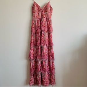 NWOT Laundry By Shelli Segal Pink Floral Lace Gown